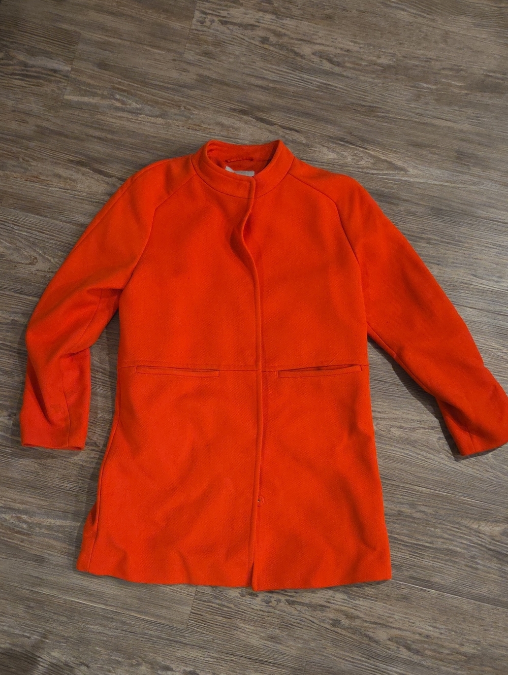 H&M Bright Orange Collarless Trench Coat